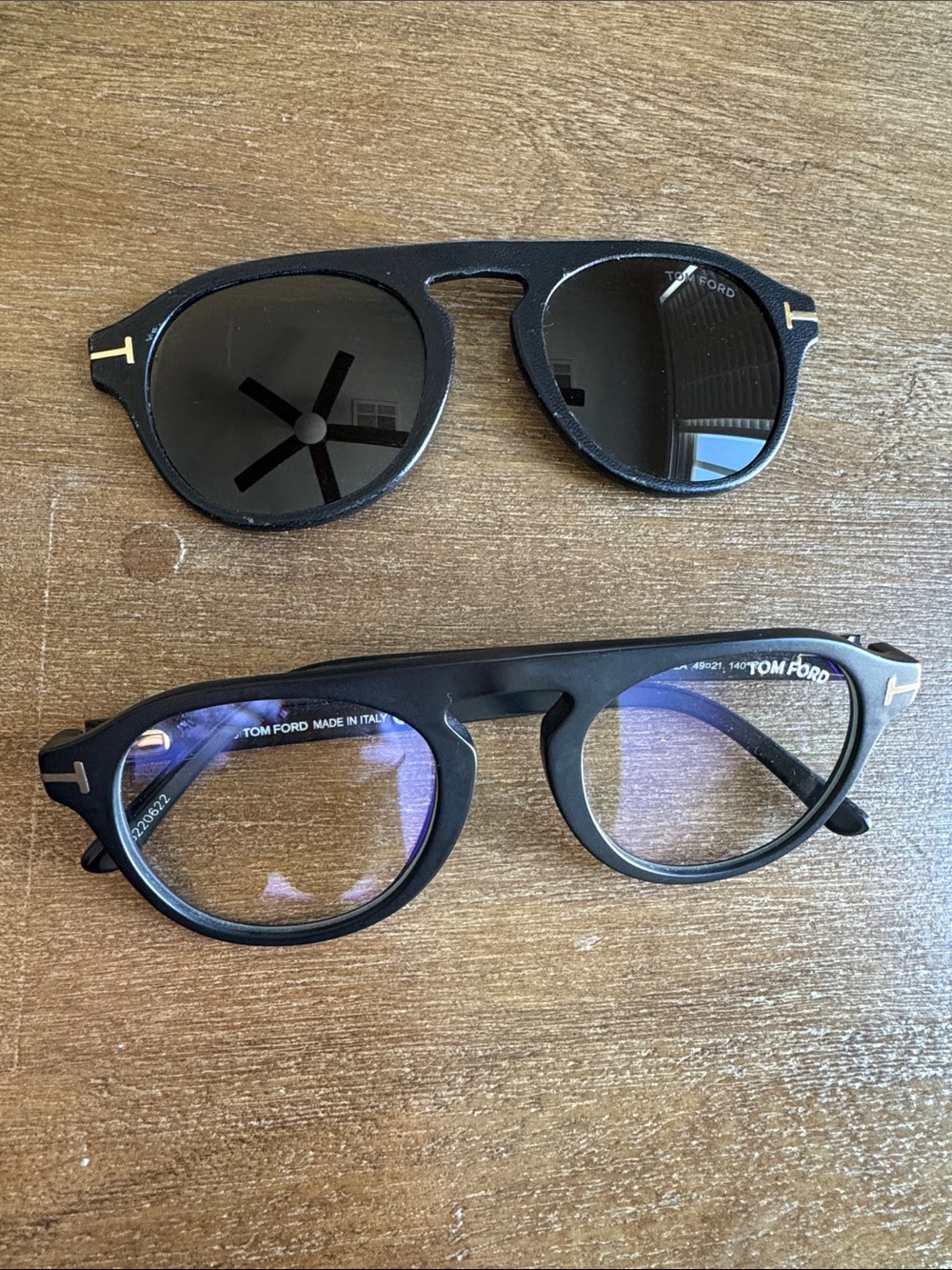 Authentic Tom Ford Blue Light Glasses + Magnetic Sunglasses Clip-On
